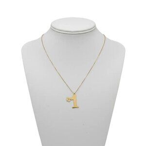 14K Yellow Gold Number One #1 Pendant Necklace, 15 Inches Chain C707